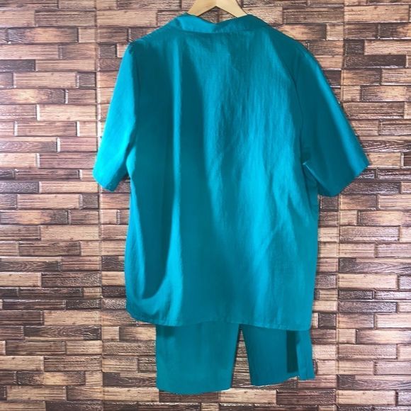 Vintage Womens Large Bon Worth Bermuda Set Green W/Parrots - Picture 5 of 16